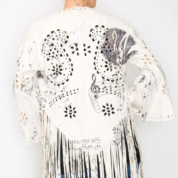 NEW ORIGAMI faux suede duster JACKET cardigan WESTERN BOHO FRINGE MUSIC FESTIVAL - Picture 10 of 10